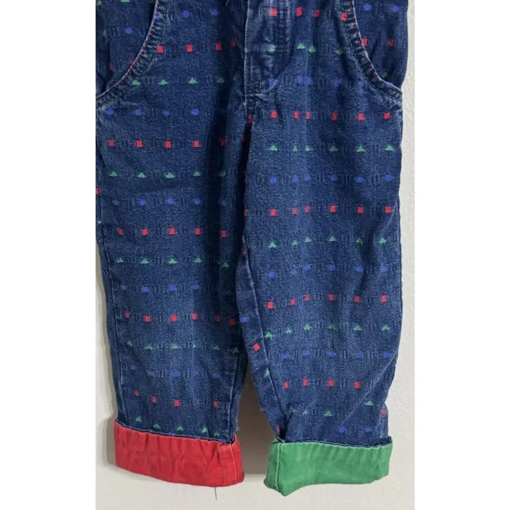 Vintage OshKosh B'gosh Overalls 2T Kids Geometric Jean Vestbak Union Made USA